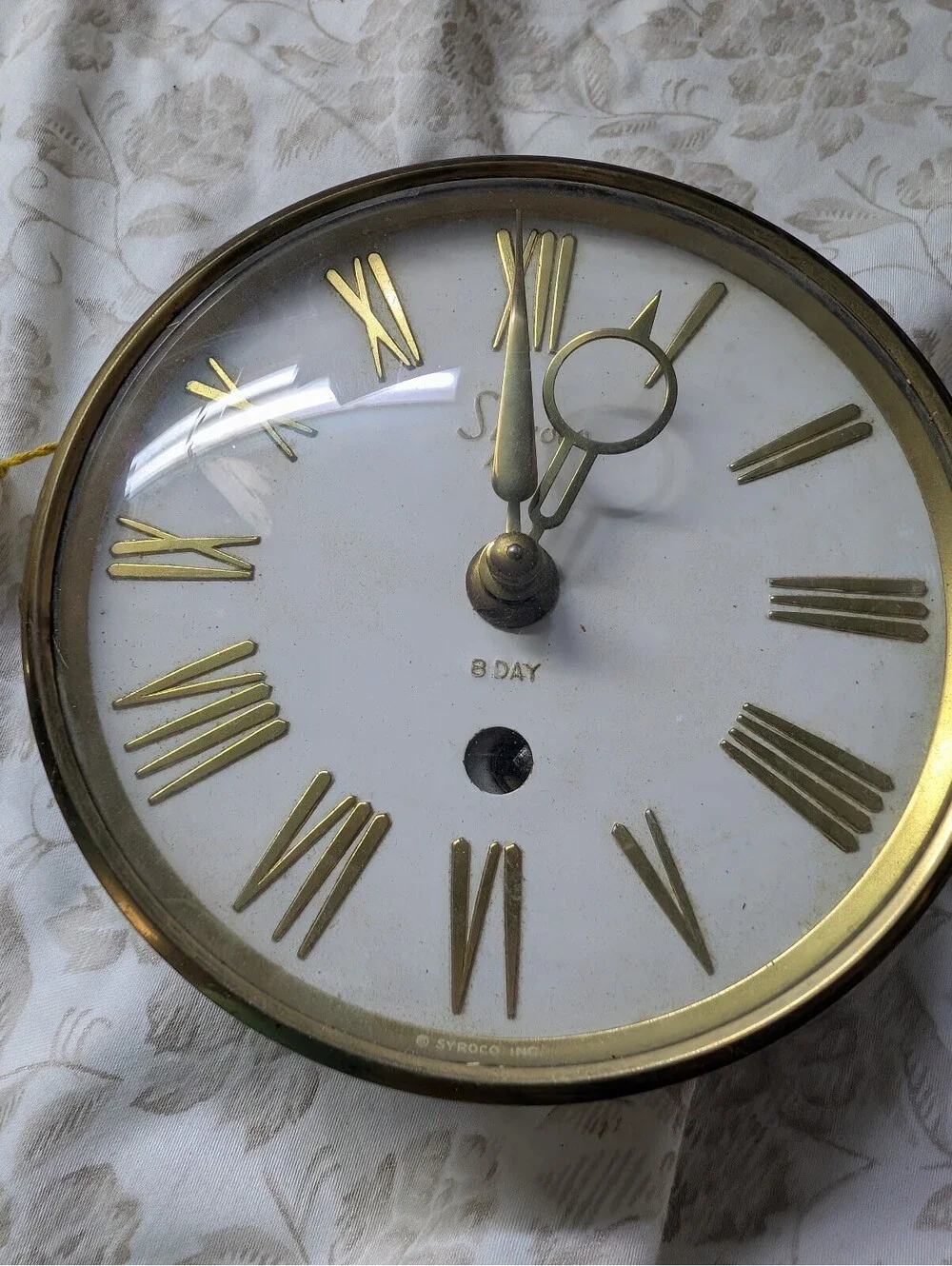 Vintage Syroco 8 Day Wall Clock with Roman Numerals